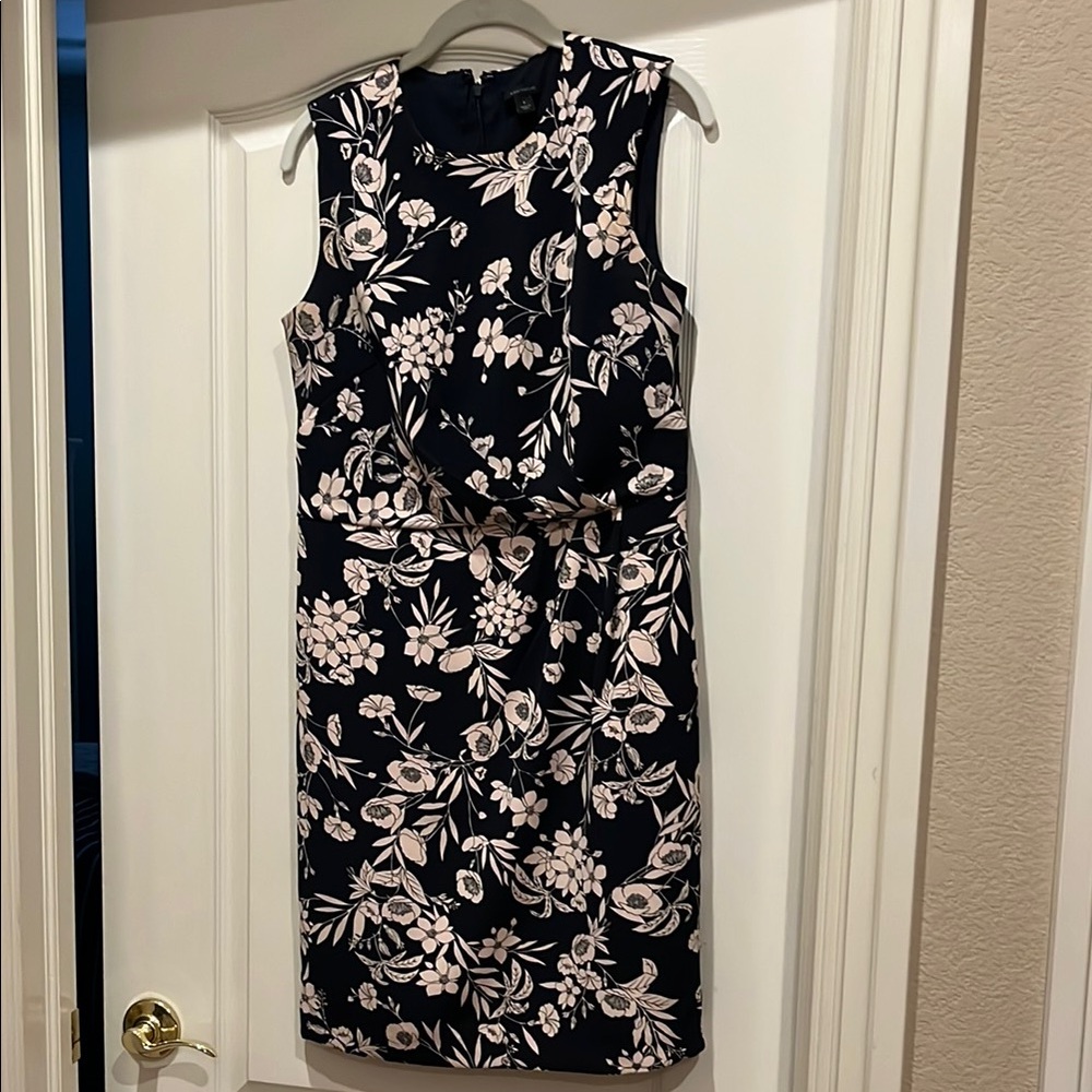 Floral Sleeveless Ann Taylor Dress - navy and blush, size 8